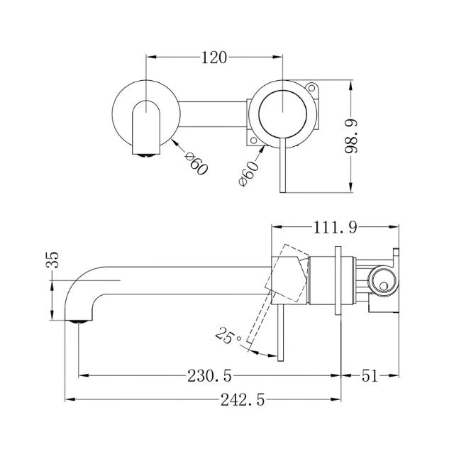 Nero Mecca Wall Basin/Bath Mixer Separate Back Plate 230mm Matte White