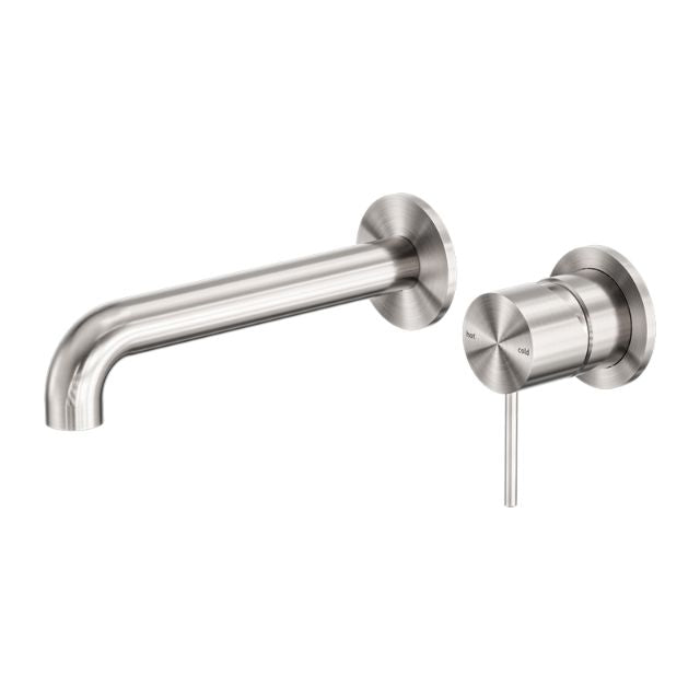 Nero Mecca Wall Basin Mixer Separate Backplate 260mm Spout Brushed Nickel - NR221910C260BN - The Blue Space