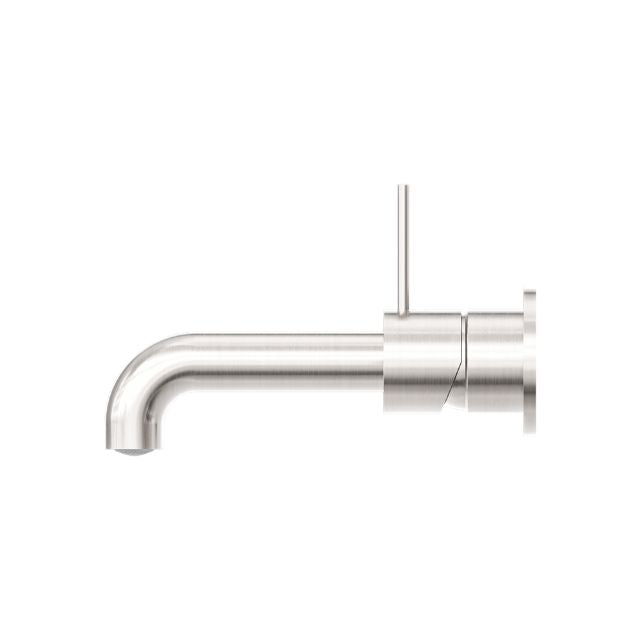 Nero Mecca Wall Basin/Bath Mixer Separate Back Plate Handle Up 120mm Brushed Nickel
