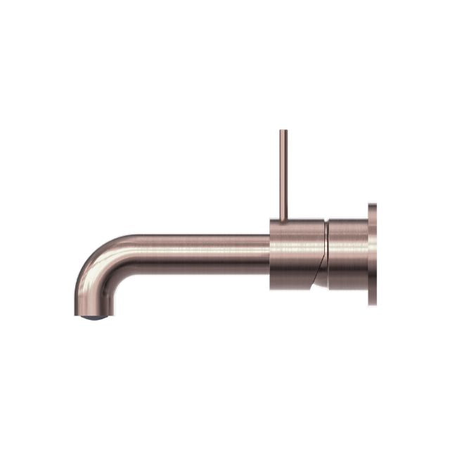 Nero Mecca Wall Basin/Bath Mixer Separate Back Plate Handle Up 185mm Brushed Bronze