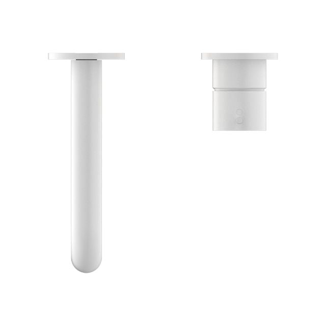 Buy Online Nero Mecca Wall Basin Mixer Separate Backplate Handle Up 185mm Spout Matte White - NR221910D185MW - The Blue Space