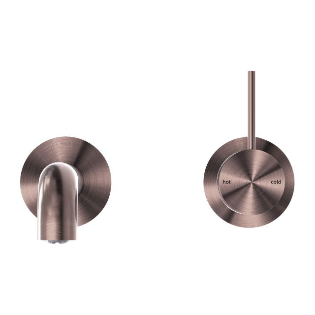 Buy Nero Mecca Wall Basin Mixer Separate Backplate Handle Up 230mm Spout Brushed Bronze - NR221910D230BZ - The Blue Space