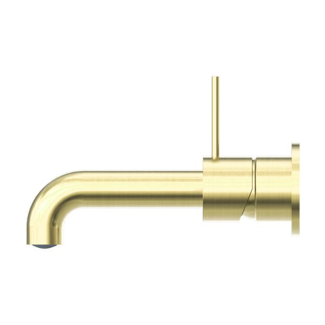 Nero Mecca Wall Basin/Bath Mixer Separate Back Plate Handle Up 260mm Brushed Gold