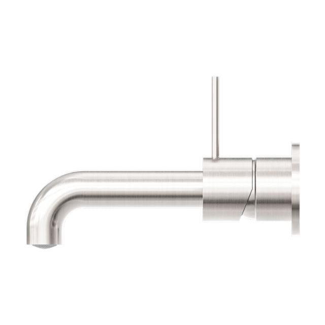 Nero Mecca Wall Basin/Bath Mixer Separate Back Plate Handle Up 260mm Brushed Nickel