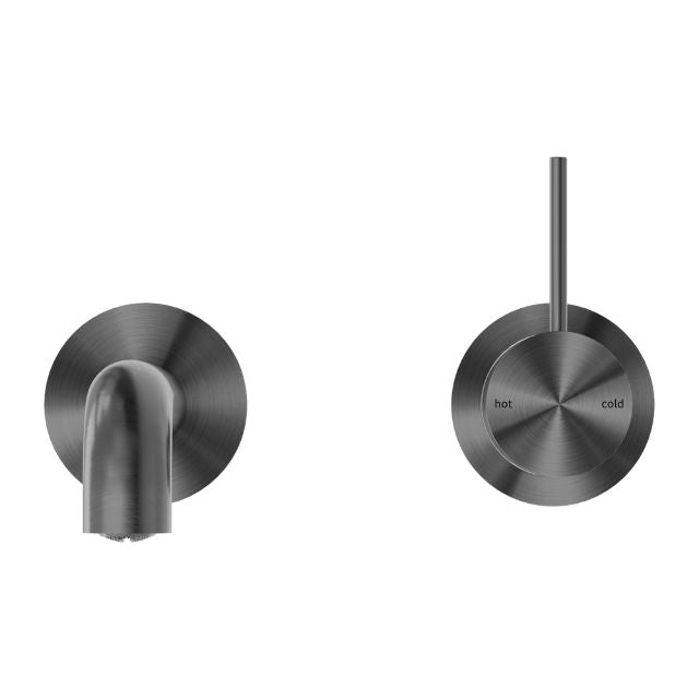 Buy Nero Mecca Wall Basin Mixer Separate Backplate with Handle Up Wall Mixer and 260mm Spout - Gun Metal - NR221910D260GM - The Blue Space
