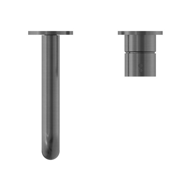 Buy Now Nero Mecca Wall Basin Mixer Separate Backplate with Handle Up Wall Mixer and 260mm Spout - Gun Metal - NR221910D260GM - The Blue Space