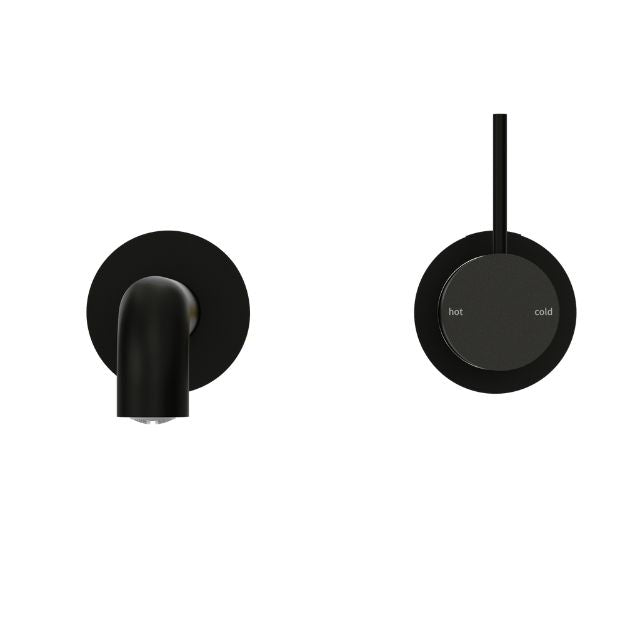 Nero Mecca Wall Basin/Bath Mixer Separate Back Plate Handle Up 260mm Matte Black