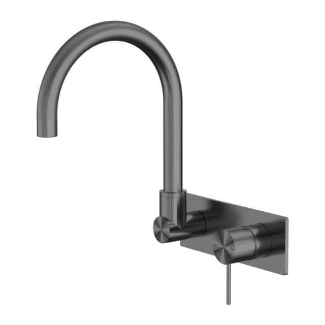 Nero Mecca Wall Basin/Bath Mixer Swivel Spout Gun Metal