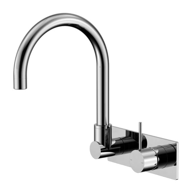 Nero Mecca Wall Basin/Bath Mixer Swivel Spout Handle Up Chrome