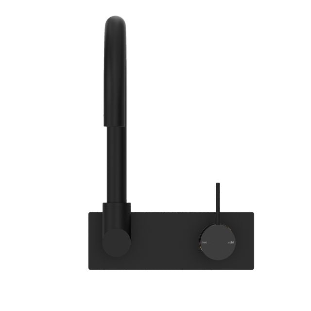Nero Mecca Wall Basin/Bath Mixer Swivel Spout Handle Up Matte Black