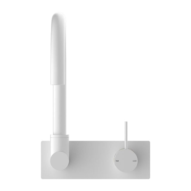 Nero Mecca Wall Basin/Bath Mixer Swivel Spout Handle Up Matte White