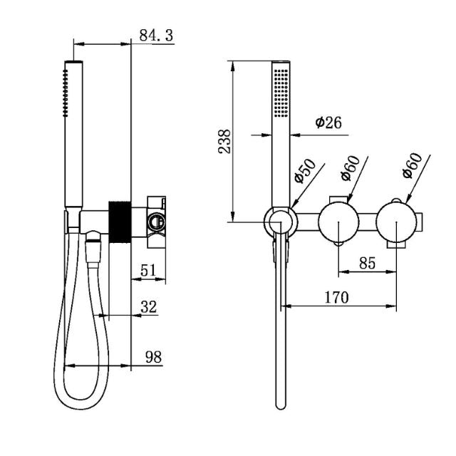 Nero Opal Progressive Shower System Separate Plate Graphite