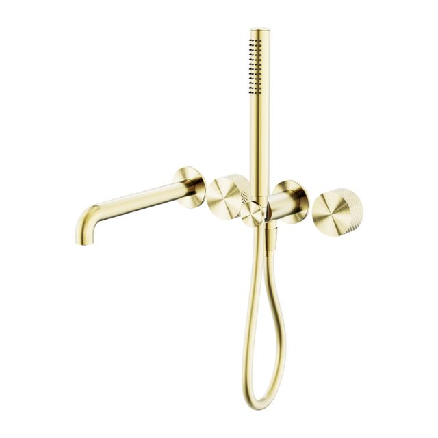 Nero Opal Progressive Shower System Separate Plate With Spout 250mm Brushed Gold