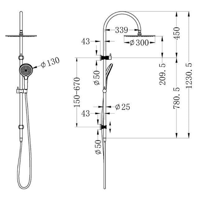 Nero Opal Twin Shower With Air Shower II Graphite