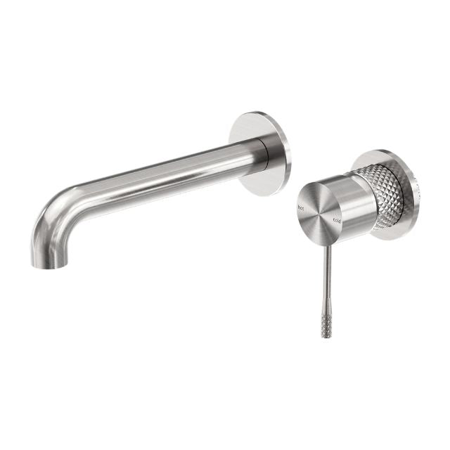 Nero Opal Wall Basin/Bath Mixer Separate Back Plate 230mm Brushed Nickel