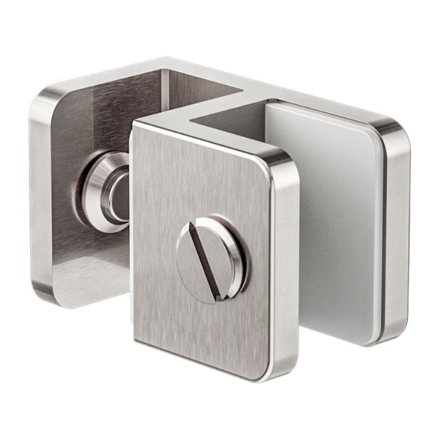 Nero Over Panel Glass to Glass Fitting 10mm Brushed Nickel