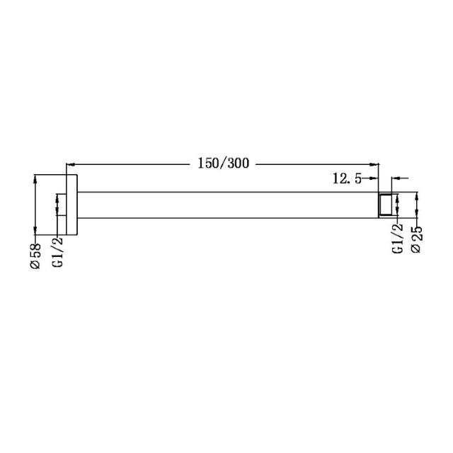 Nero Round Ceiling Arm 300mm Length Brushed Bronze