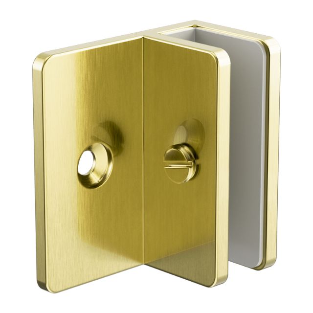 Nero Shower F-Shaped Bracket 10mm Glass Brushed Gold