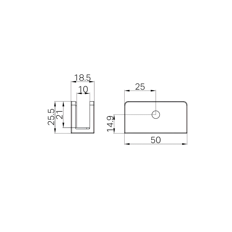 Nero Shower U-Shaped Bracket 10mm Glass Matte Black