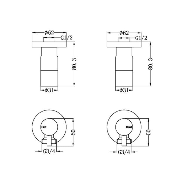 Nero Washing Machine Tap Set Brushed Nickel