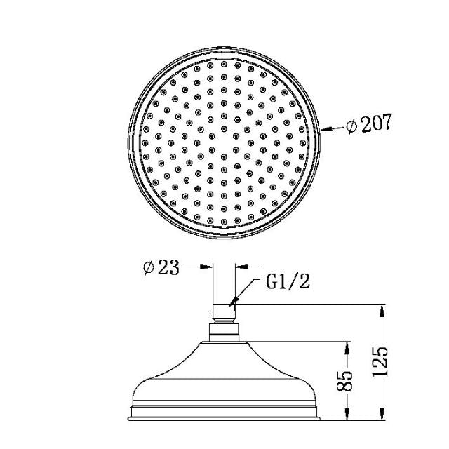 Nero York 200mm Shower Head Chrome
