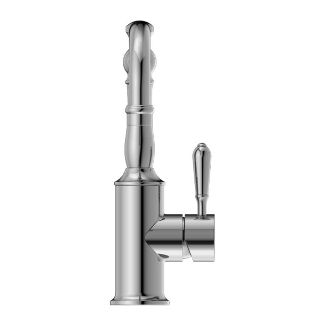 Nero York Basin Mixer Hook Spout With Metal Lever Chrome