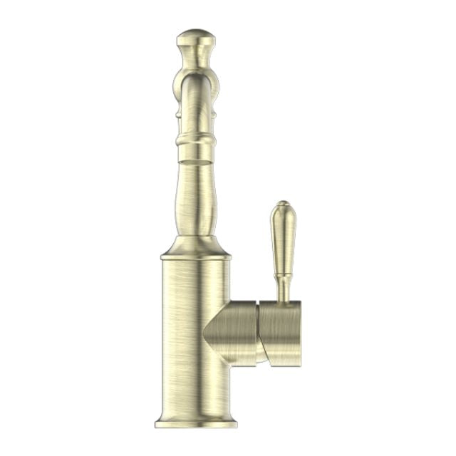 Nero York Basin Mixer With Metal Lever Aged Brass