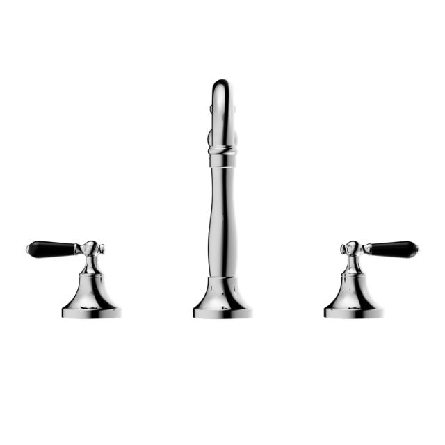 Nero York Basin Set With Black Porcelain Lever Chrome
