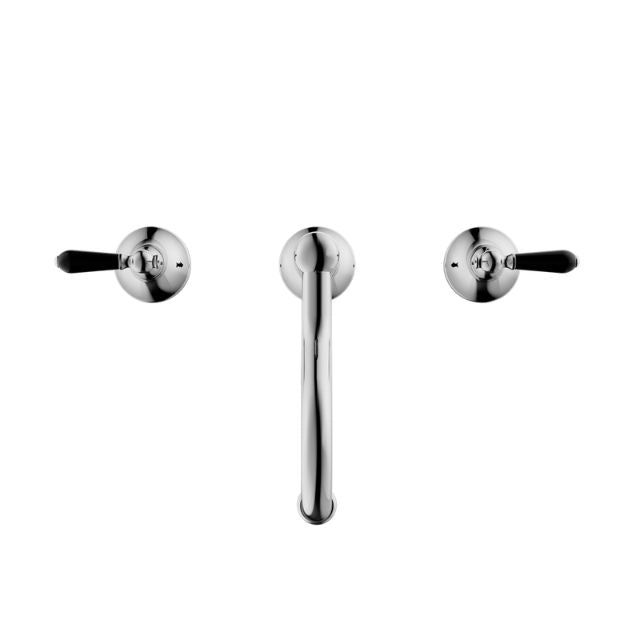 Nero York Basin Set With Black Porcelain Lever Chrome