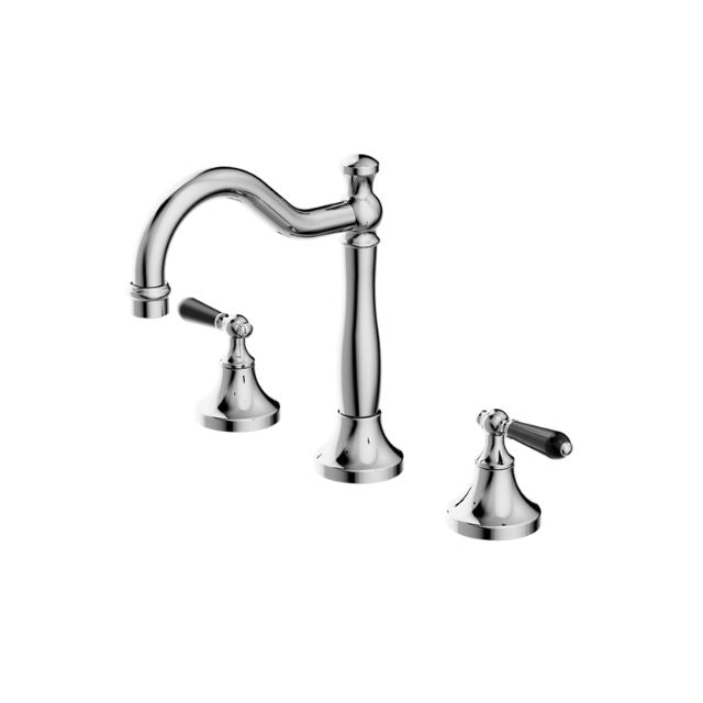 Nero York Basin Set With Black Porcelain Lever Chrome