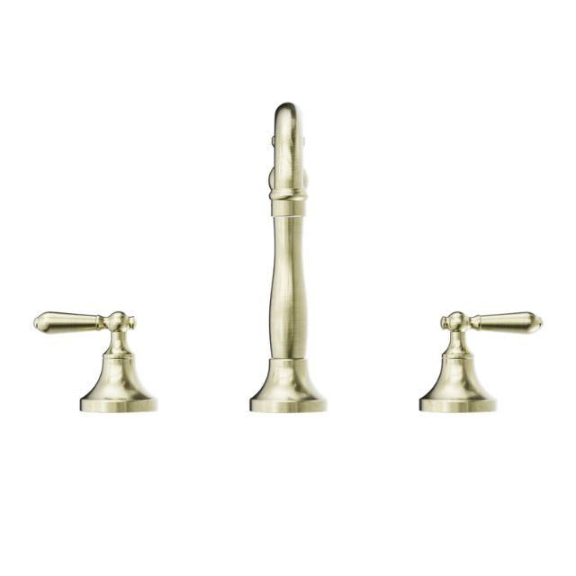 Nero York Basin Set With Metal Lever Aged Brass