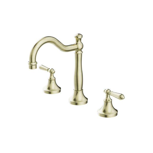 Nero York Basin Set With Metal Lever Aged Brass