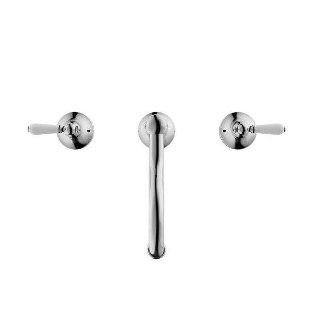 Nero York Basin Set With White Porcelain Lever Chrome