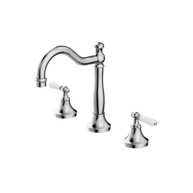 Nero York Basin Set With White Porcelain Lever Chrome