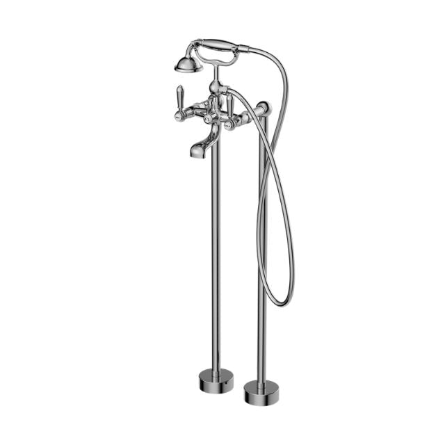 Nero York Freestanding Bath Set With Metal Hand Shower Chrome