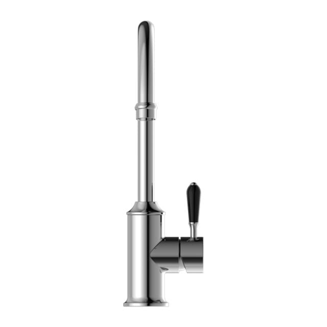 Nero York Kitchen Mixer Gooseneck Spout With Black Porcelain Lever Chrome