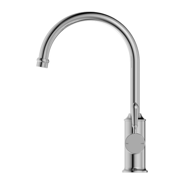 Nero York Kitchen Mixer Gooseneck Spout With Metal Lever Chrome