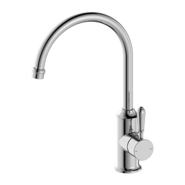 Nero York Kitchen Mixer Gooseneck Spout With Metal Lever Chrome