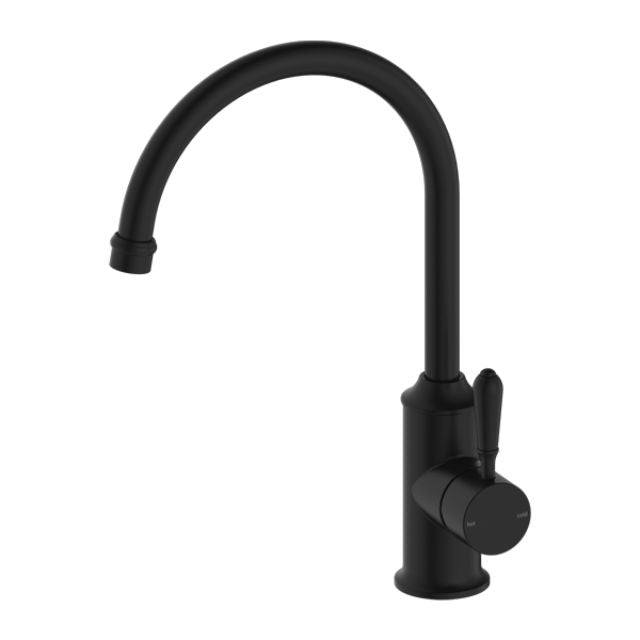 Nero York Kitchen Mixer Gooseneck Spout With Metal Lever Matte Black