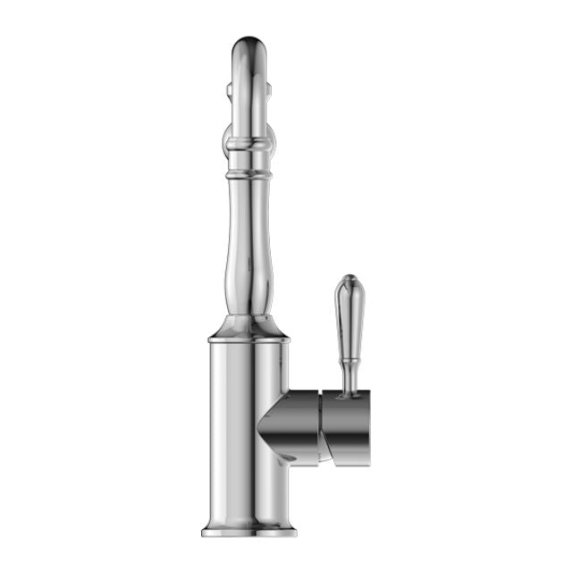 Nero York Kitchen Mixer Hook Spout With Metal Lever Chrome