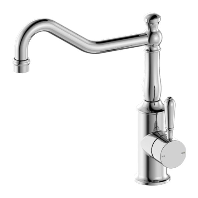 Nero York Kitchen Mixer Hook Spout With Metal Lever Chrome