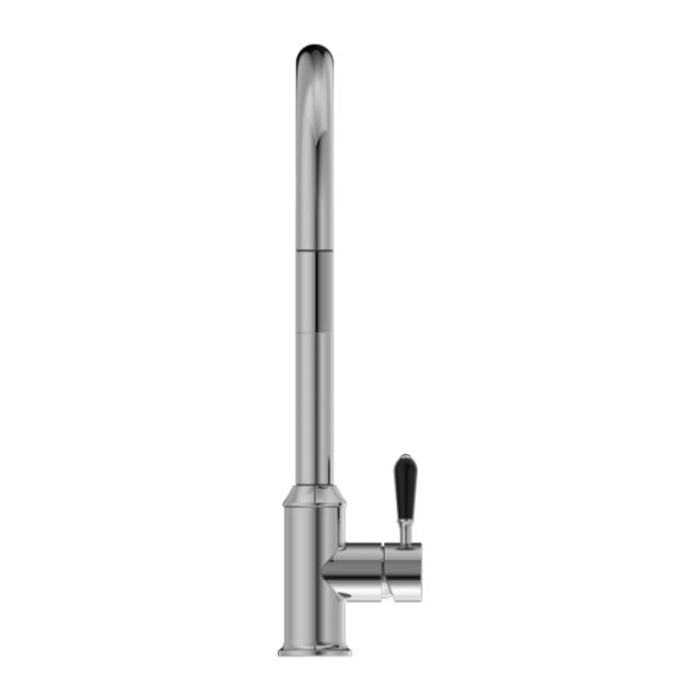 Nero York Pull Out Sink Mixer With Vegie Spray Function With Black Porcelain Lever Chrome