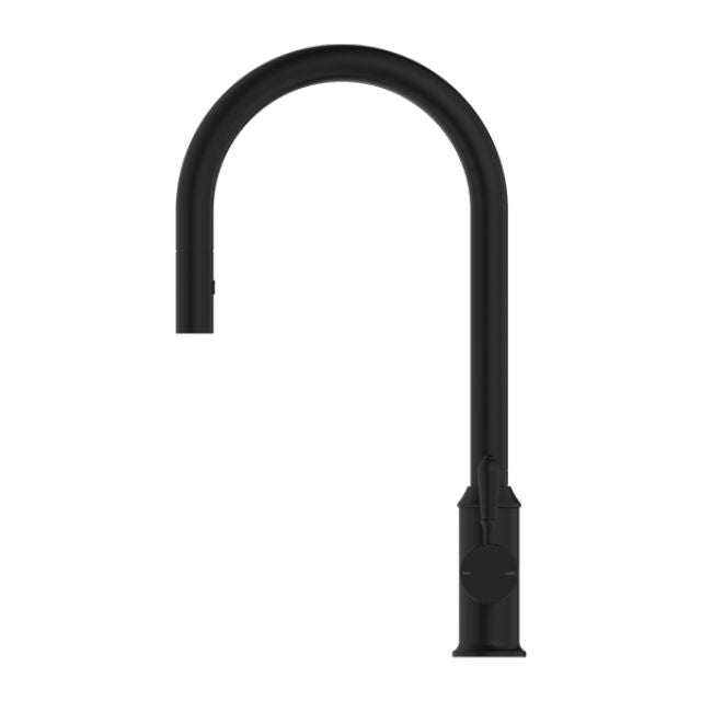 Nero York Pull Out Sink Mixer With Vegie Spray Function With Metal Lever Matte Black