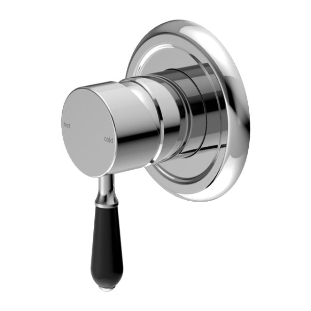 Nero York Shower Mixer With Black Porcelain Lever Chrome