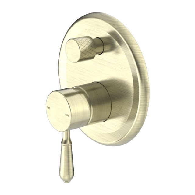 Nero York Shower Mixer With Diverter With Metal Lever Aged Brass