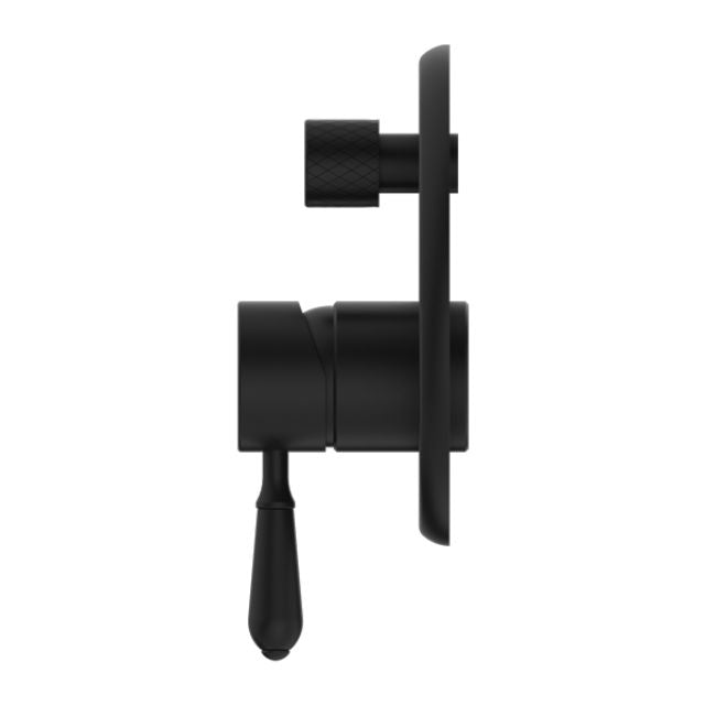 Nero York Shower Mixer With Diverter With Metal Lever Matte Black
