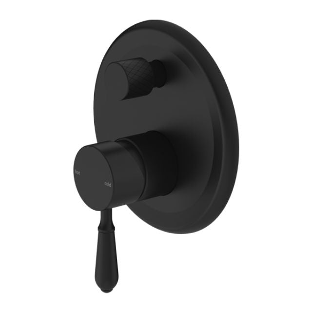 Nero York Shower Mixer With Diverter With Metal Lever Matte Black