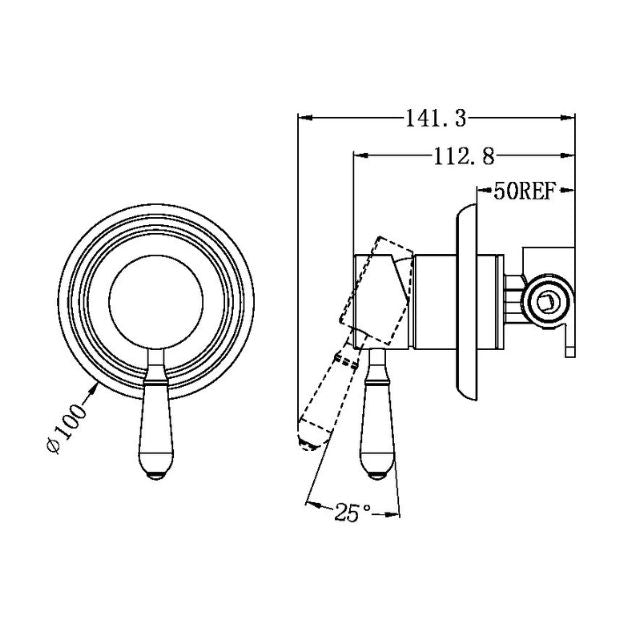 Nero York Shower Mixer With Metal Lever Chrome