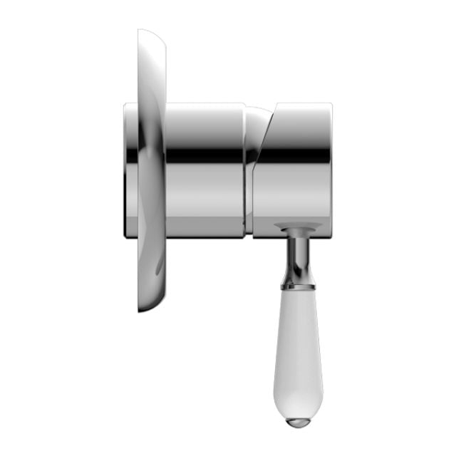 Nero York Shower Mixer With White Porcelain Lever Chrome