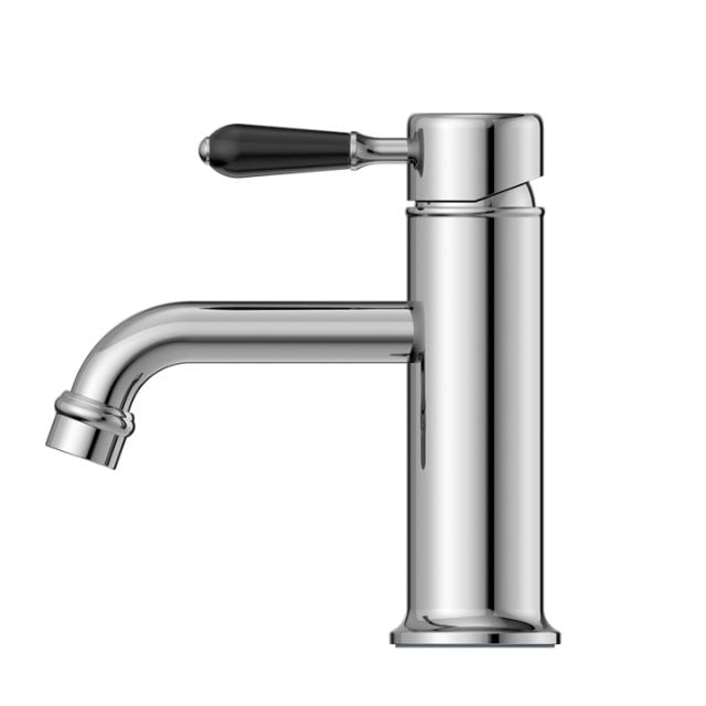 Nero York Straight Basin Mixer With Black Porcelain Lever Chrome